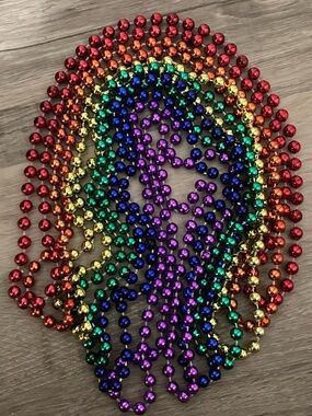 Rainbow Mardi Gras Bead Necklaces